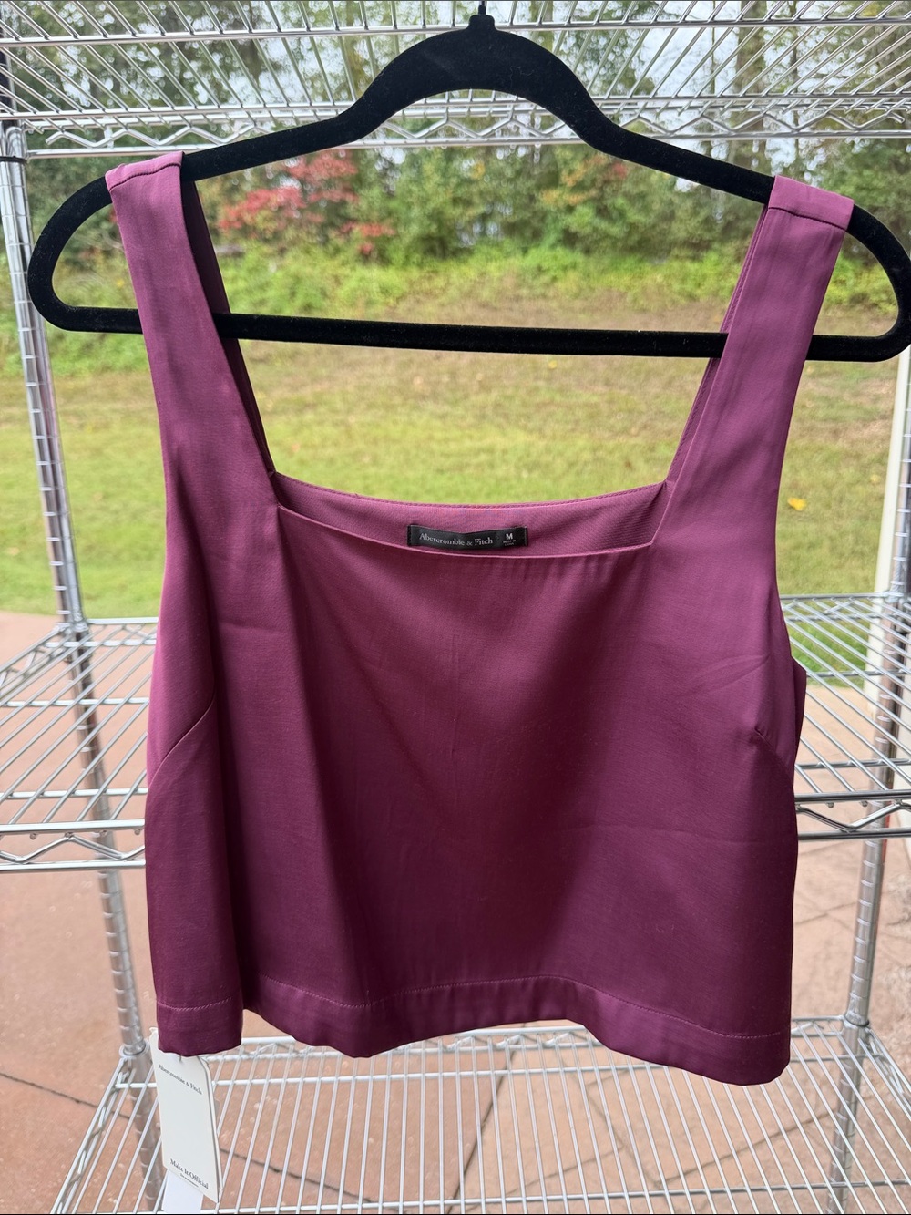 Abercrombie & Fitch Plum Square-Neck Cropped Tank